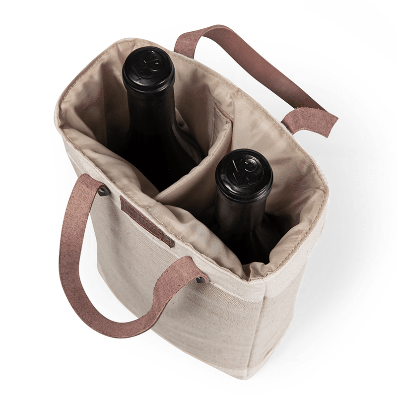 Pinot Beige Jute Insulated Wine Bag