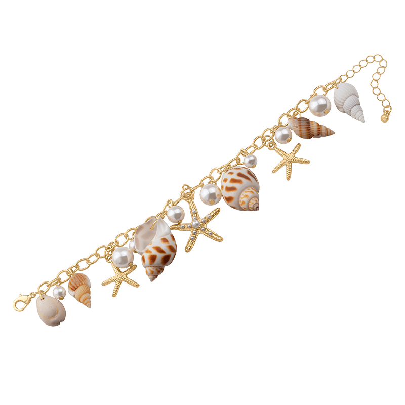 15 Sea-Life Charm Shell/Pearl Bracelet
