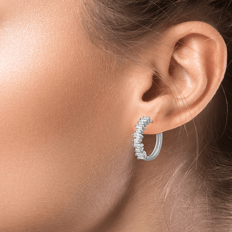 4Cttw Multi Size Baguette Cz Hoop