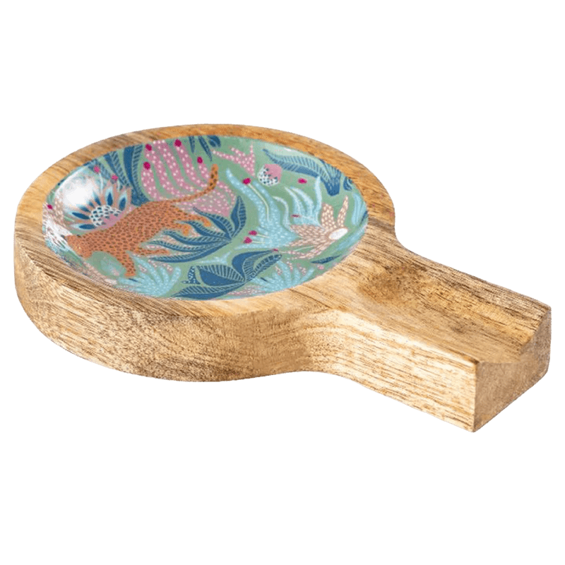 Mango wood enamel spoon rest