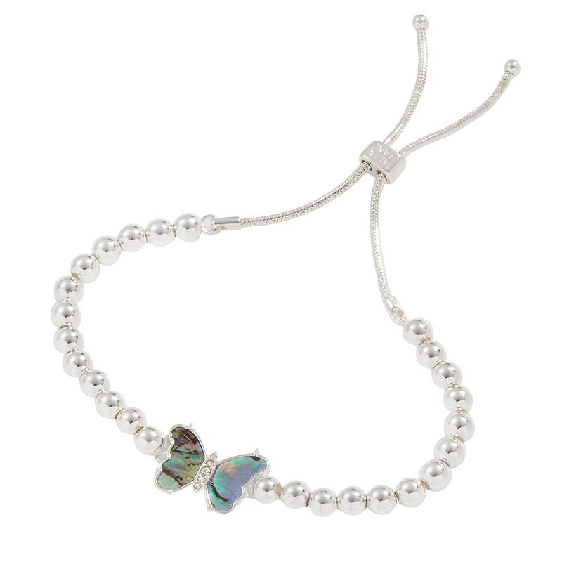 Carved Abalone Butterfly Tennis Bolo Bracelet