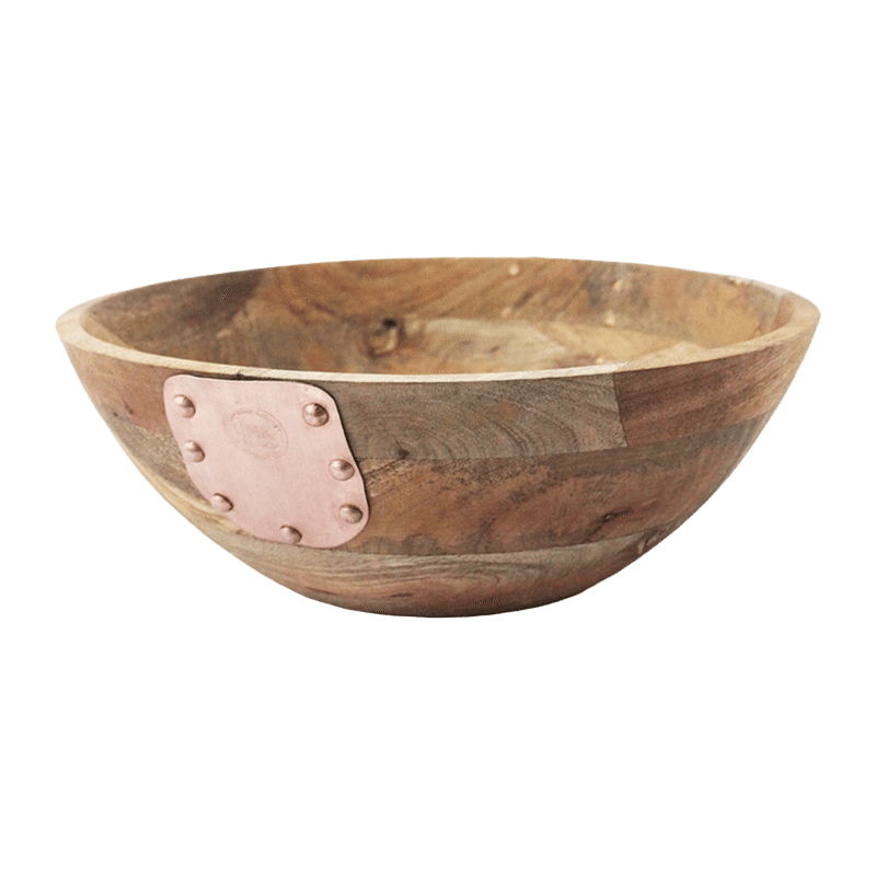 Vintage Inspired Wood & Copper Serving Bowl