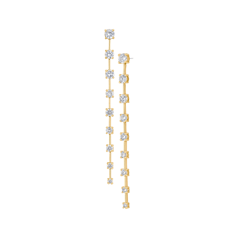 7Cttw Graduated Round Cz Bar Spaced Drop Earrings