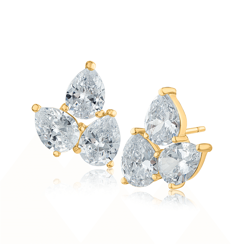 5 Cttw Pear Cz Cluster Earrings