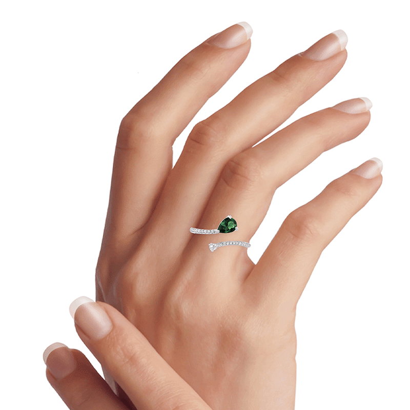 2 Cttw Pear/Rnd Cz Delicate Overlay Ring - Size 6