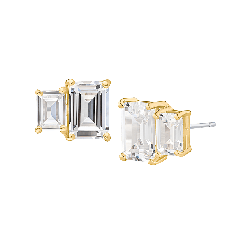 Double Emerald Cz Studs