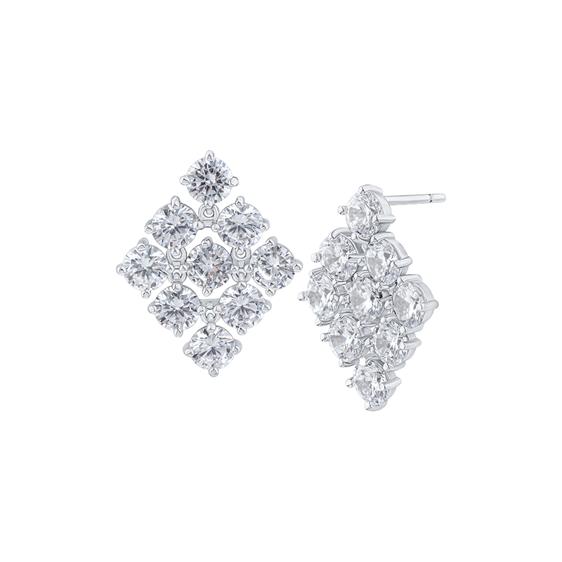 6 Cttw Rnd Cz W/Diamond Shape Earrings
