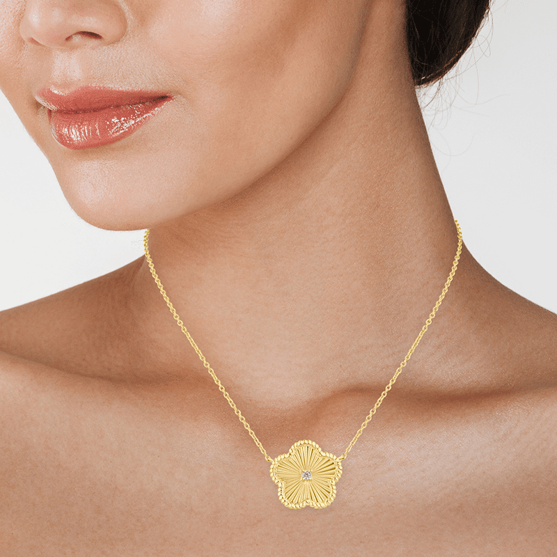 .2 Cttw Cz Ctr On Single 5Clover Necklace