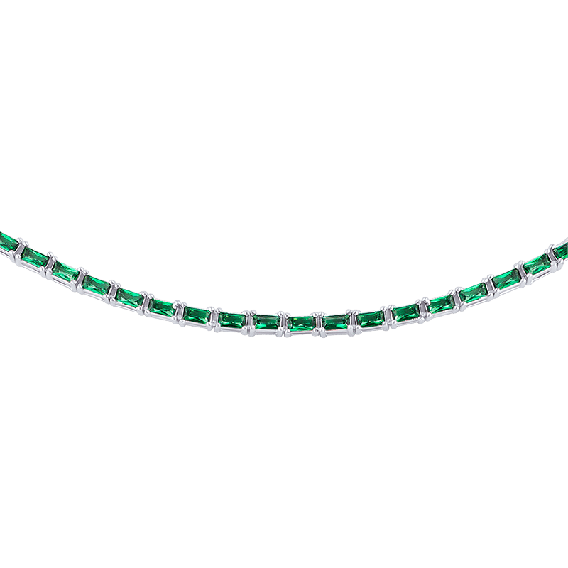 8 Cttw Skinny Baguette Cz Tennis Necklace