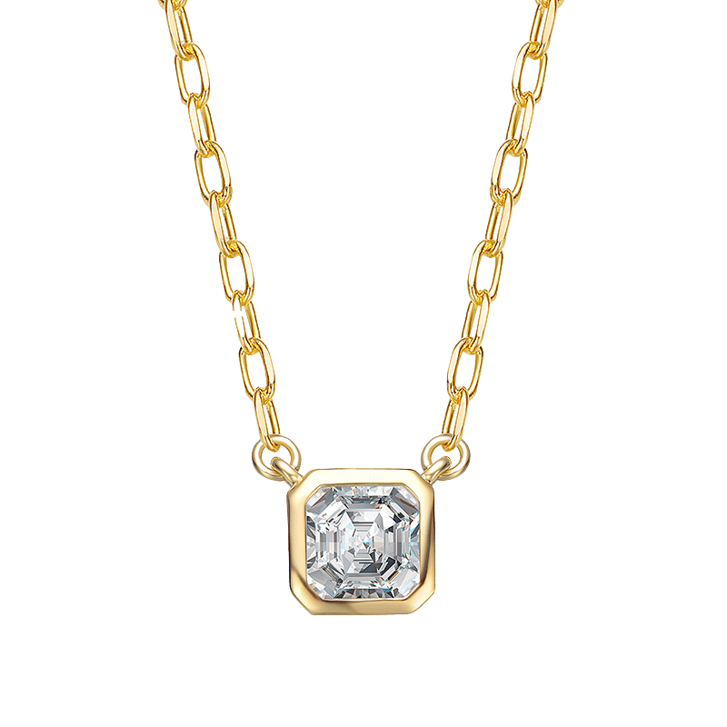 14K Gold Plated Square Bezel Necklace