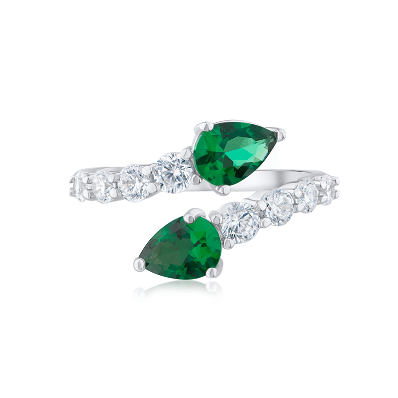 2Cttw Double Pear Cz Open Ring - Size 7