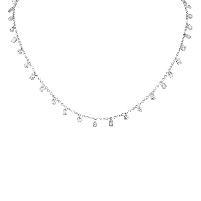 Mini Bezel Multi Shape Station Necklace