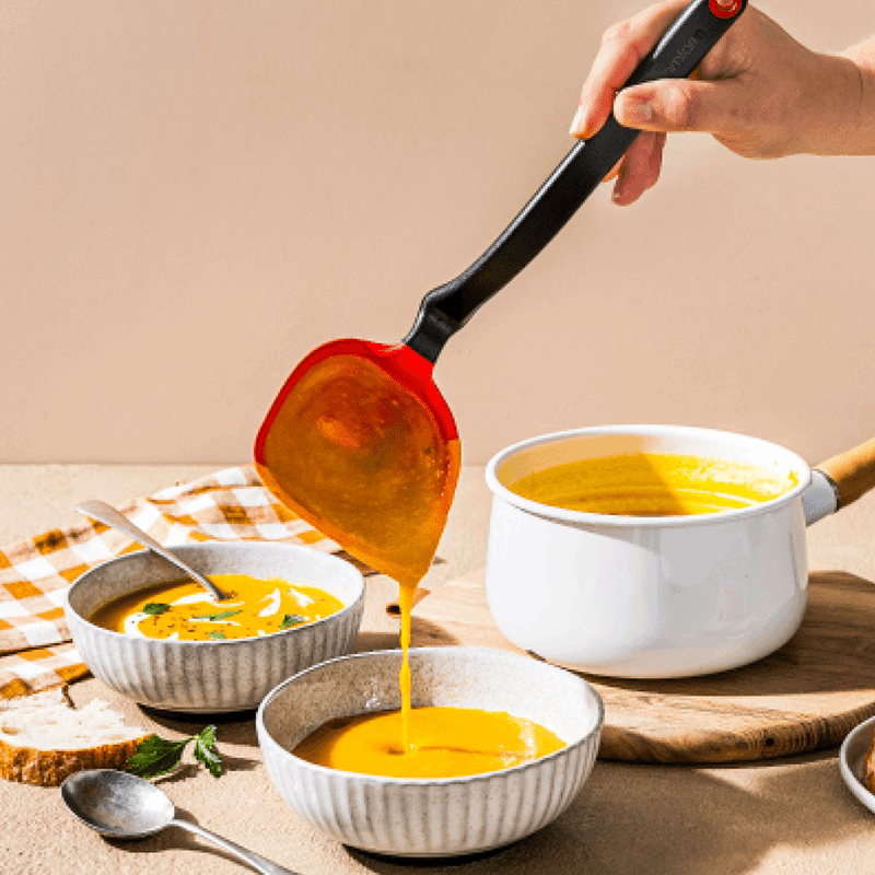 Fladle - Fold Flat Scraping Ladle - Red