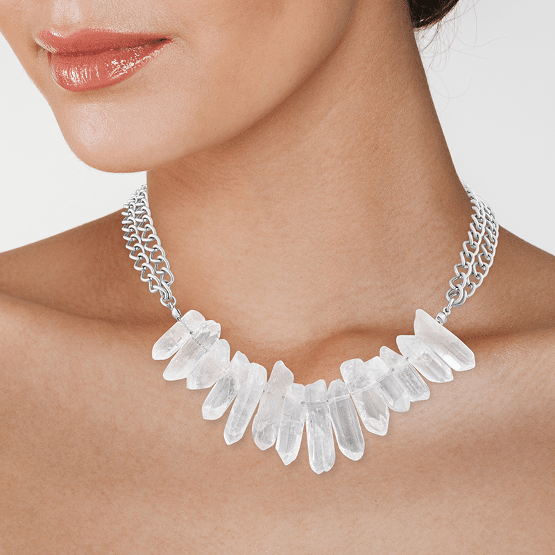 Natural Ovals Front On Dbl Chain Necklace