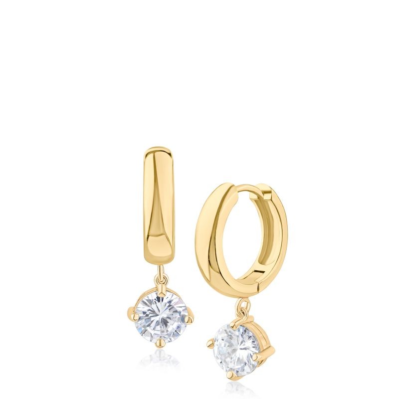 5 Cttw Round Cz Hoop Drop Classic Earrings