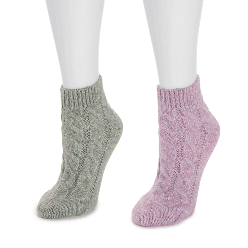 2 PK Cabled Footie Sweater Sock
