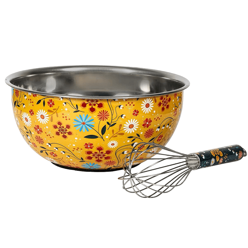Yellow Paisley Bowl with whisk