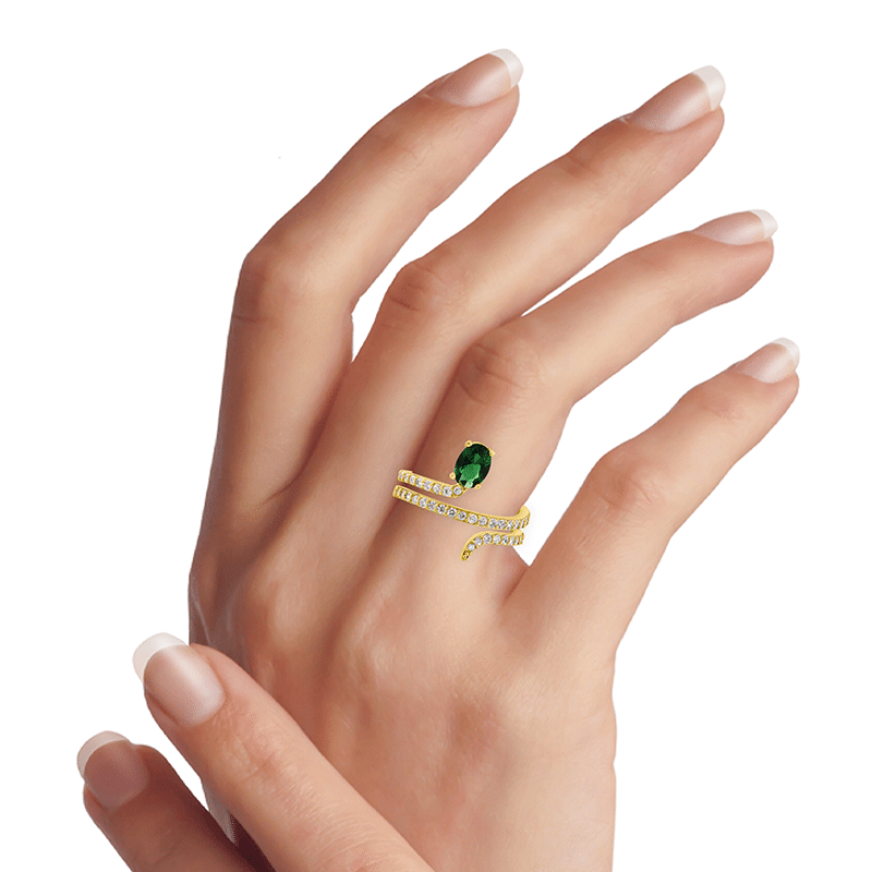 2 Cttw Oval/Round Cz Snake Ring - Size 7