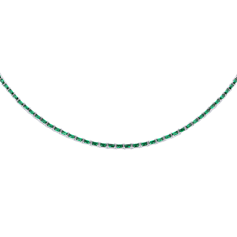 8 Cttw Skinny Baguette Cz Tennis Necklace