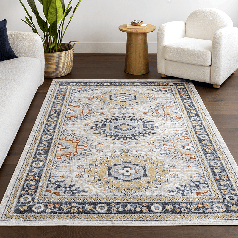 Bonia Traditional Medallion Machine Washable Area Rug