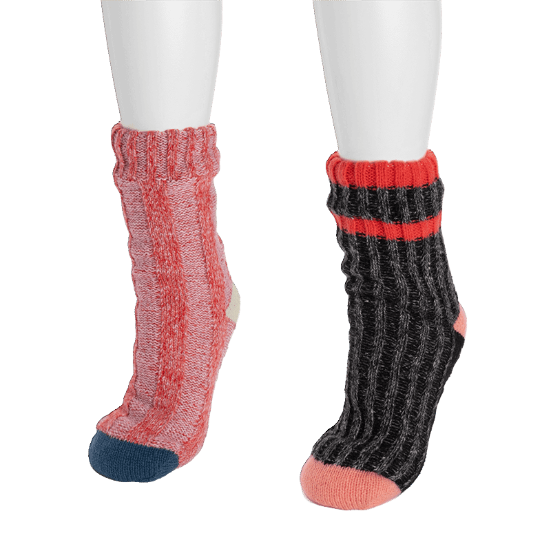 Women's Color Blocked Sweater Cabin Socks 2 Pair Pack