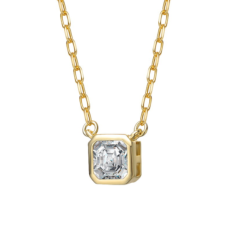 14K Gold Plated Square Bezel Necklace