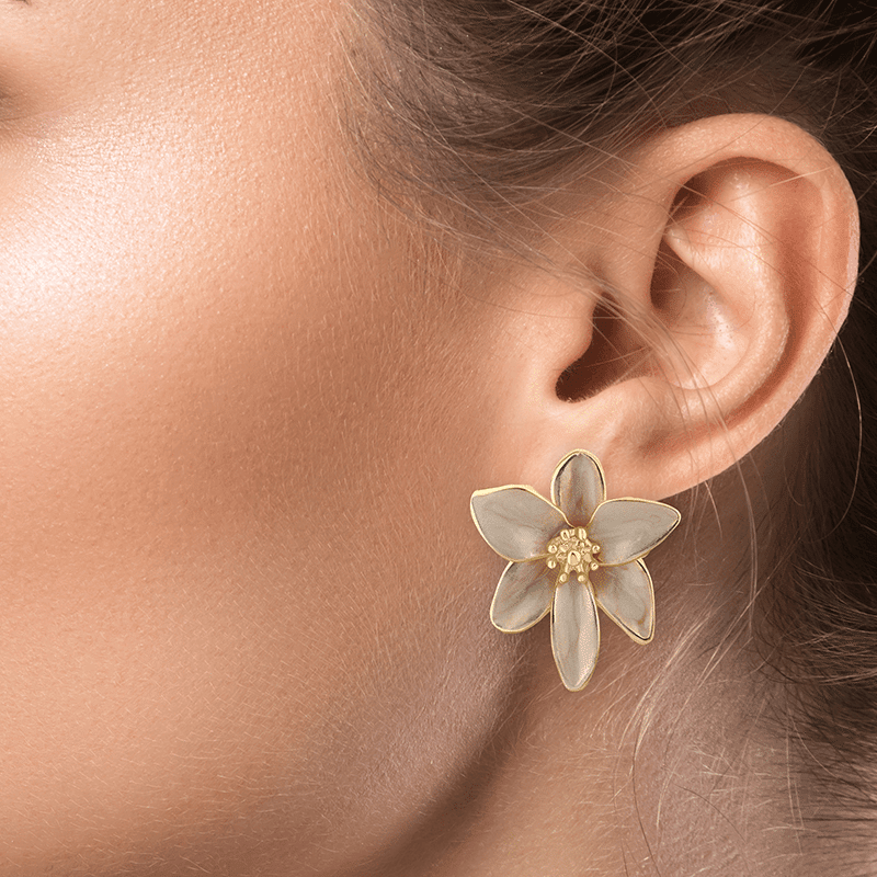 Iris Floral Enamel Earrings