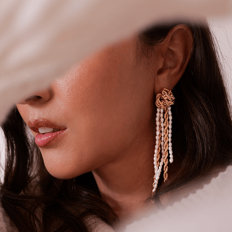 Brittany Chain Pearl Drop Earrings