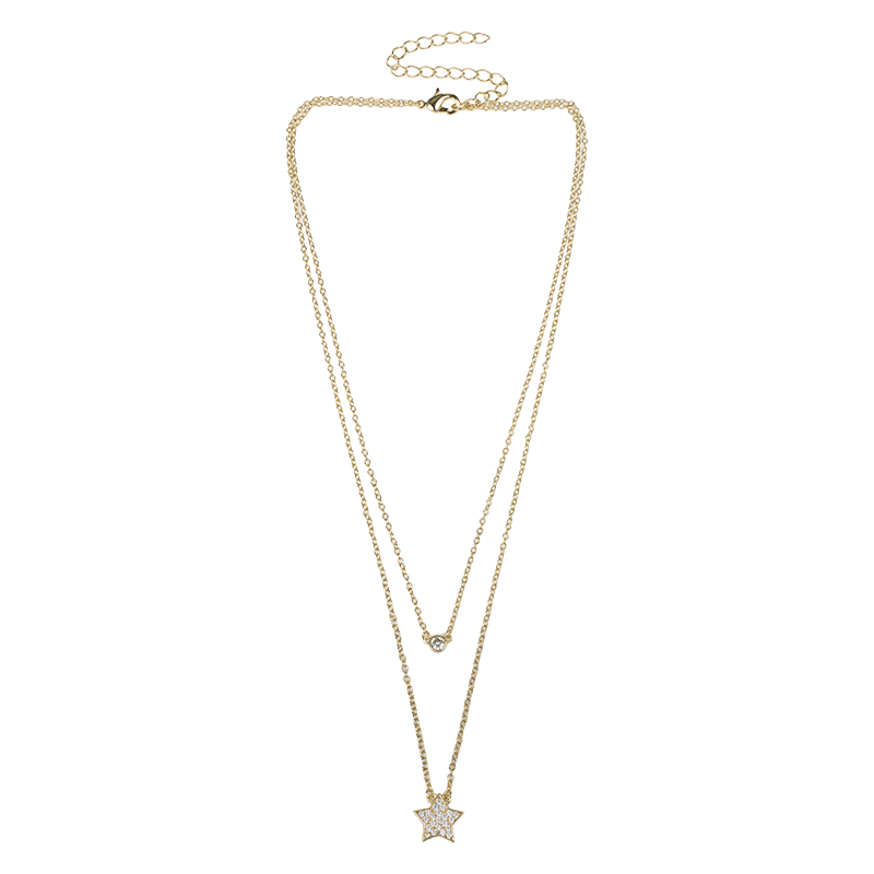 1Cttw Round Cz Star With Double Layer Chain