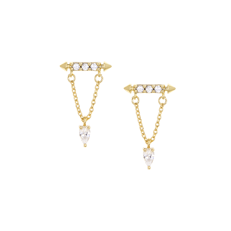Crystal Bar and Drape Stud Earring