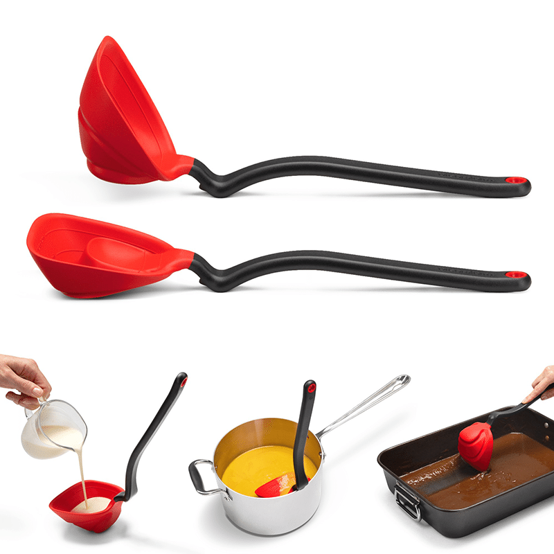 Fladle - Fold Flat Scraping Ladle - Red
