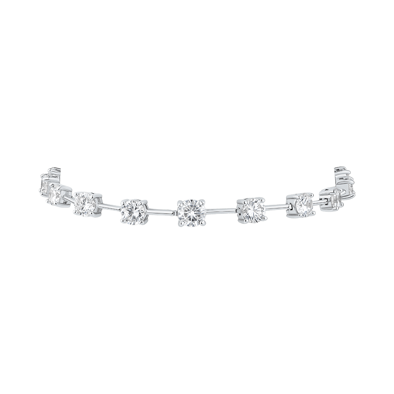 7Cttw Graduated Round Cz Bar Spaced Bracelet