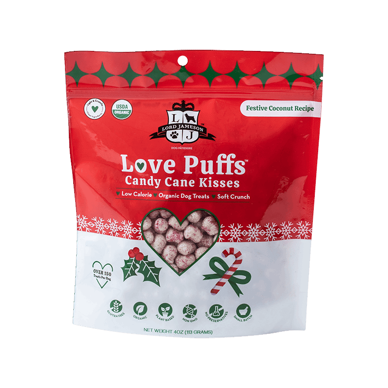 Candy Cane Kisses Love Puffs Dog Treats