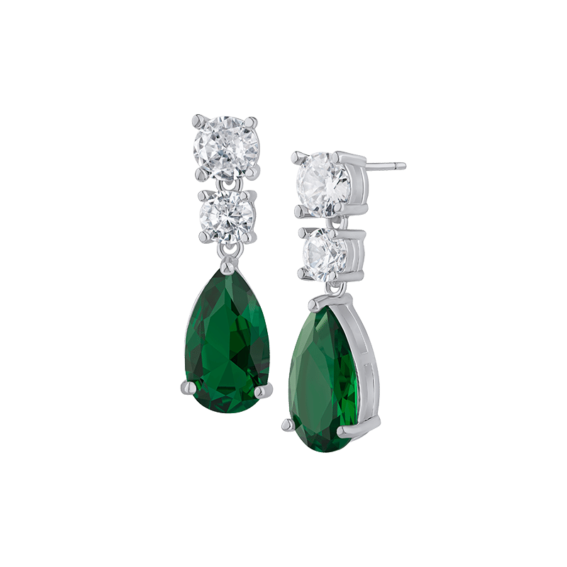 8Cttw Double Round Pear Cz Drop Earrings