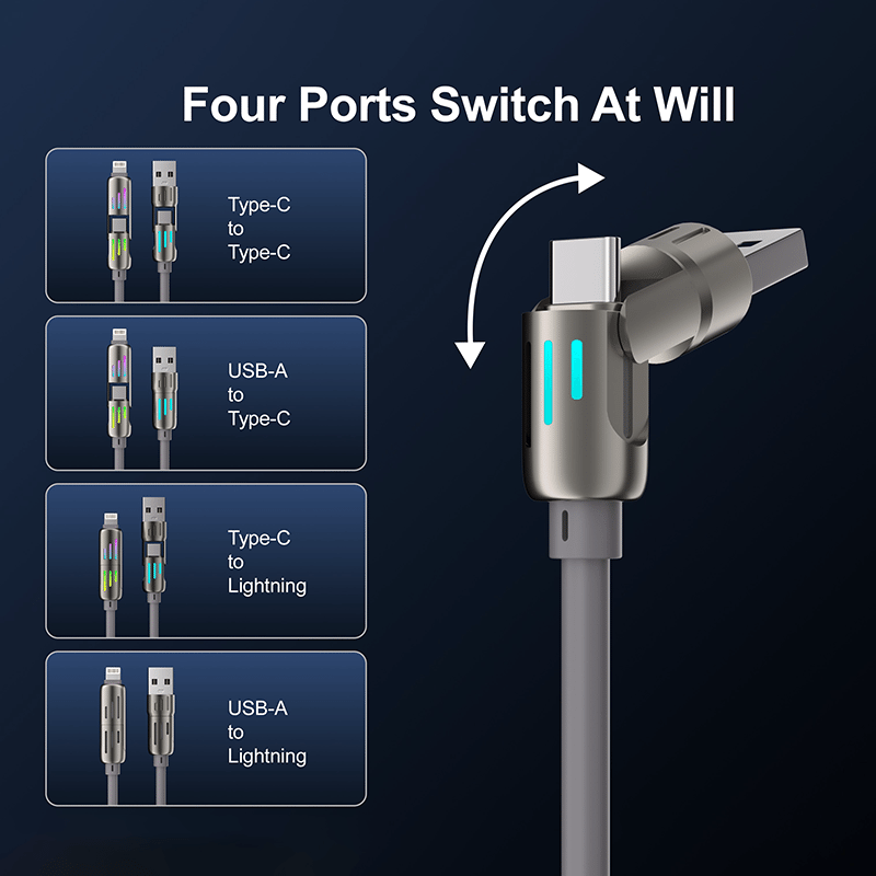 4-in-1 USB-A/USB-C to USB-C/Lightning Cable