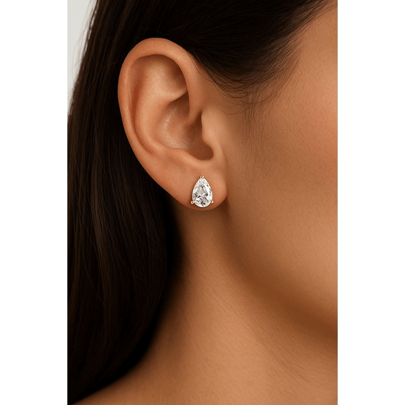 Sterling Silver Pear Cut White Topaz Studs