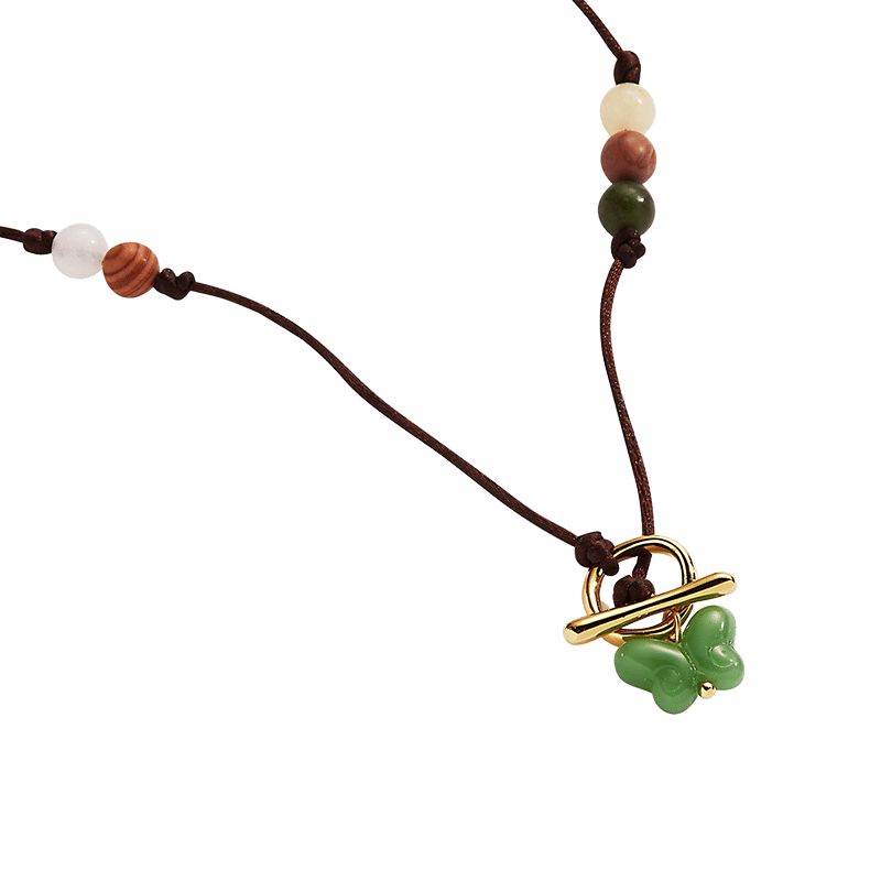 Carved Butterfly Healing Stone Toggle Necklace
