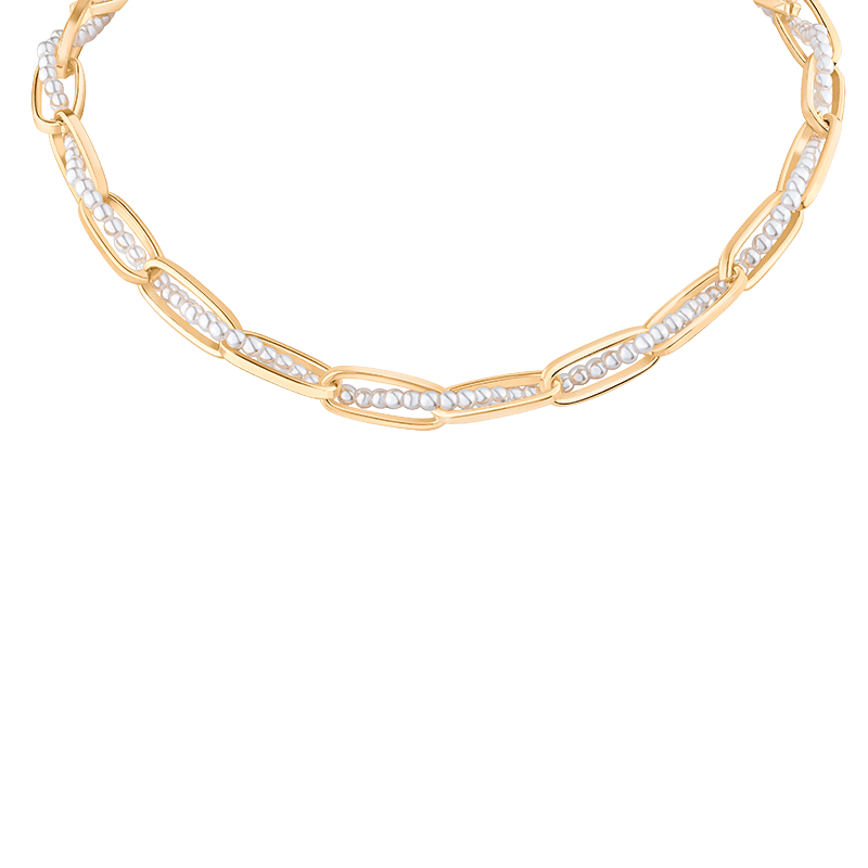 Pearl Twist In Oval Links Necklace