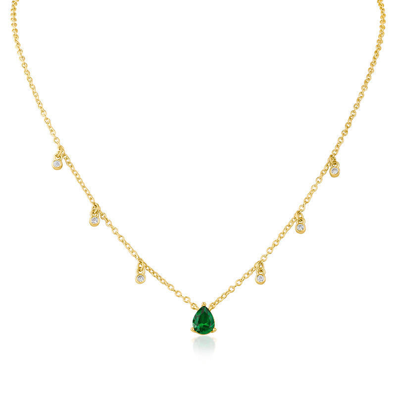 1.75Cttw Round/Pear Cz Dangle Necklace 