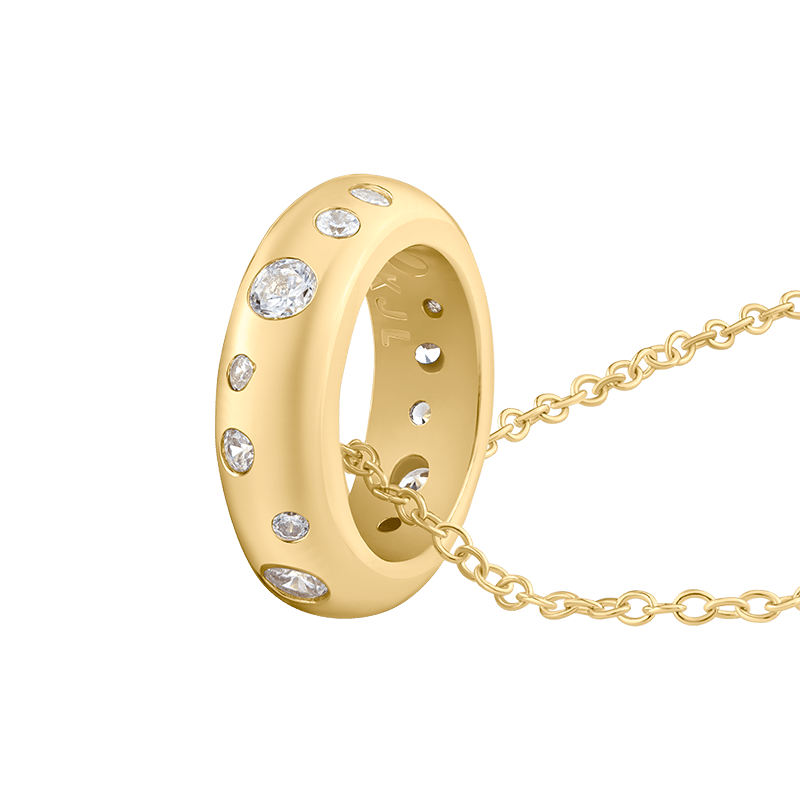 2 Cttw Rnd Cz Scatter Band Charm Necklace