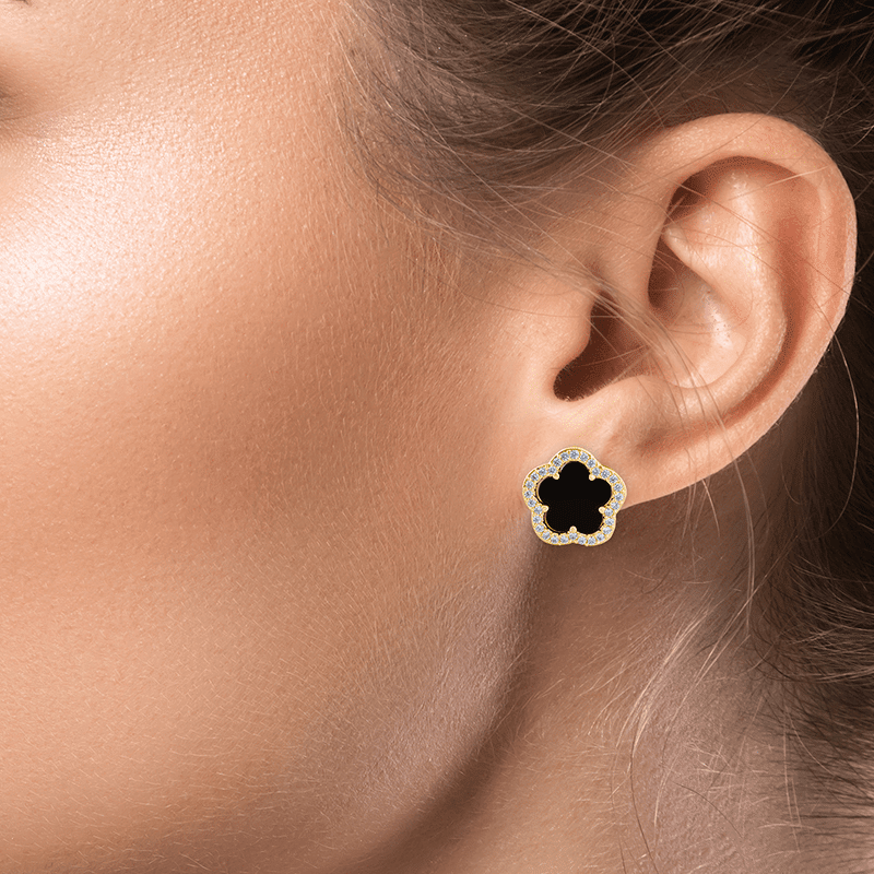 1.75Cttw Pave Cz Trim 5Clover Earring