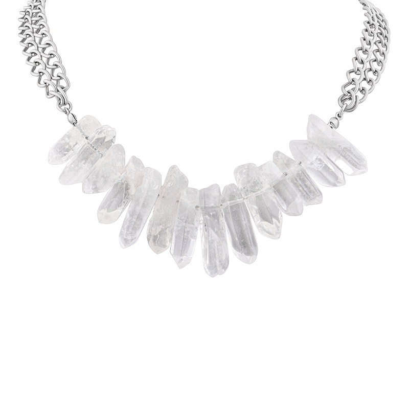 Natural Ovals Front On Dbl Chain Necklace