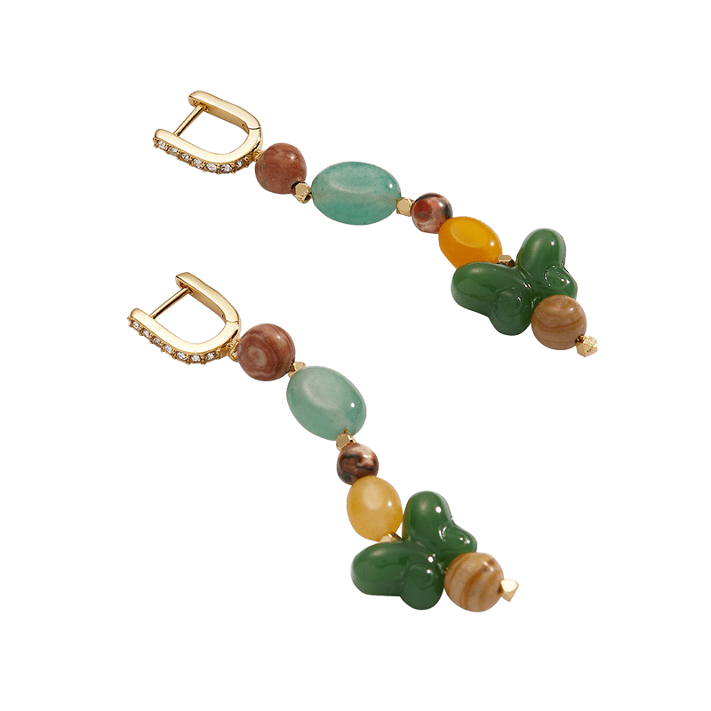 Carved Butterfly Beaded Linear Earrings