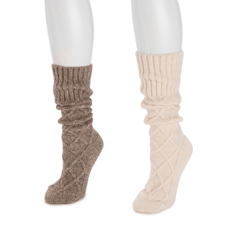2 PK Tall Cabled Sweater Sock