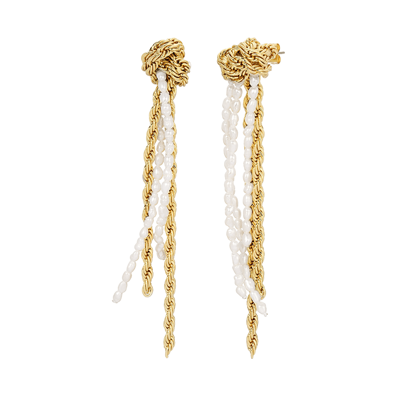 Brittany Chain Pearl Drop Earrings