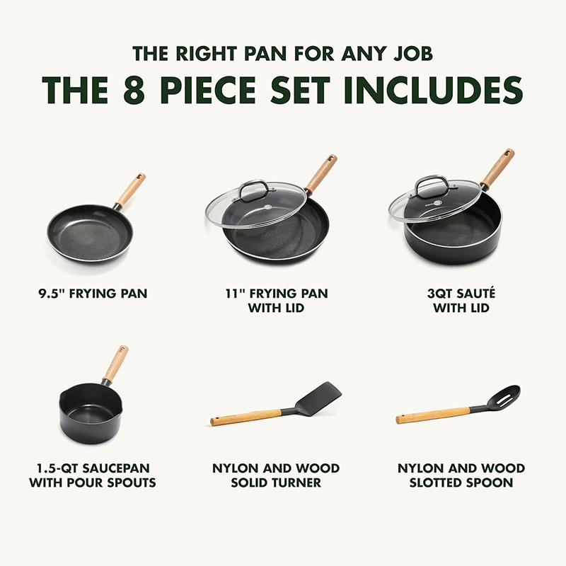 Hudson Nonstick Ceramic 8 Piece Cookware Set