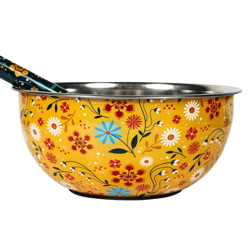 Yellow Paisley Bowl with whisk
