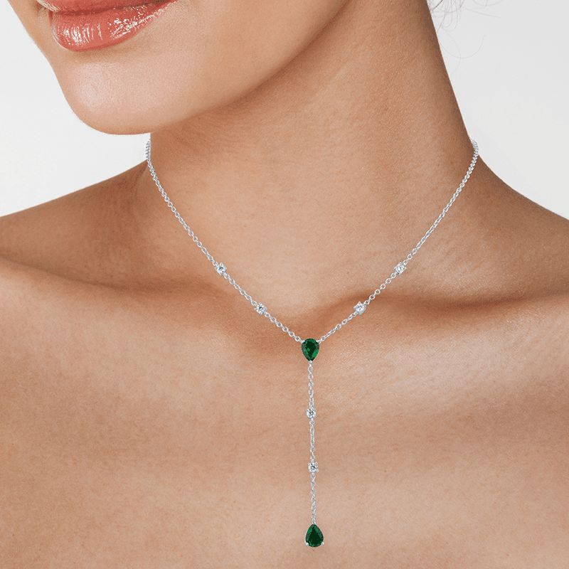 2 Cttw Cz By The Yard Pear Y Necklace