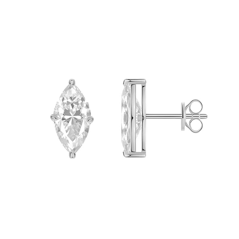 Sterling Silver Marquise Cut CZ Stud Earrings