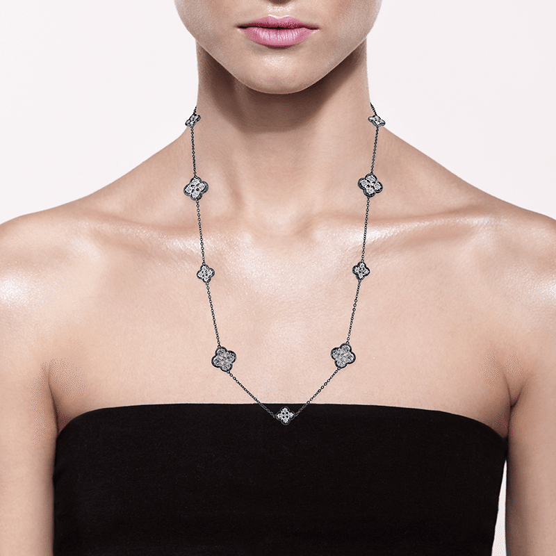 30" Large/Small Alternating Trefoil Necklace 